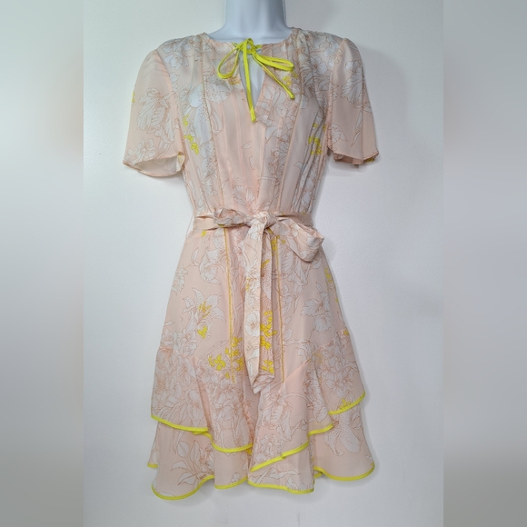 Reiss Carlotta Short Flutter Sleeve Dress in Blush Size US 4 - Picture 6 of 16